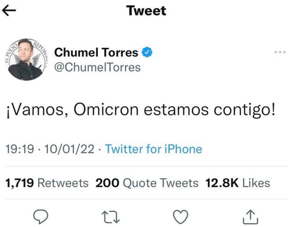 AMLO enferma de COVID y Chumel Torres muestra 'apoyo' a Ómicron