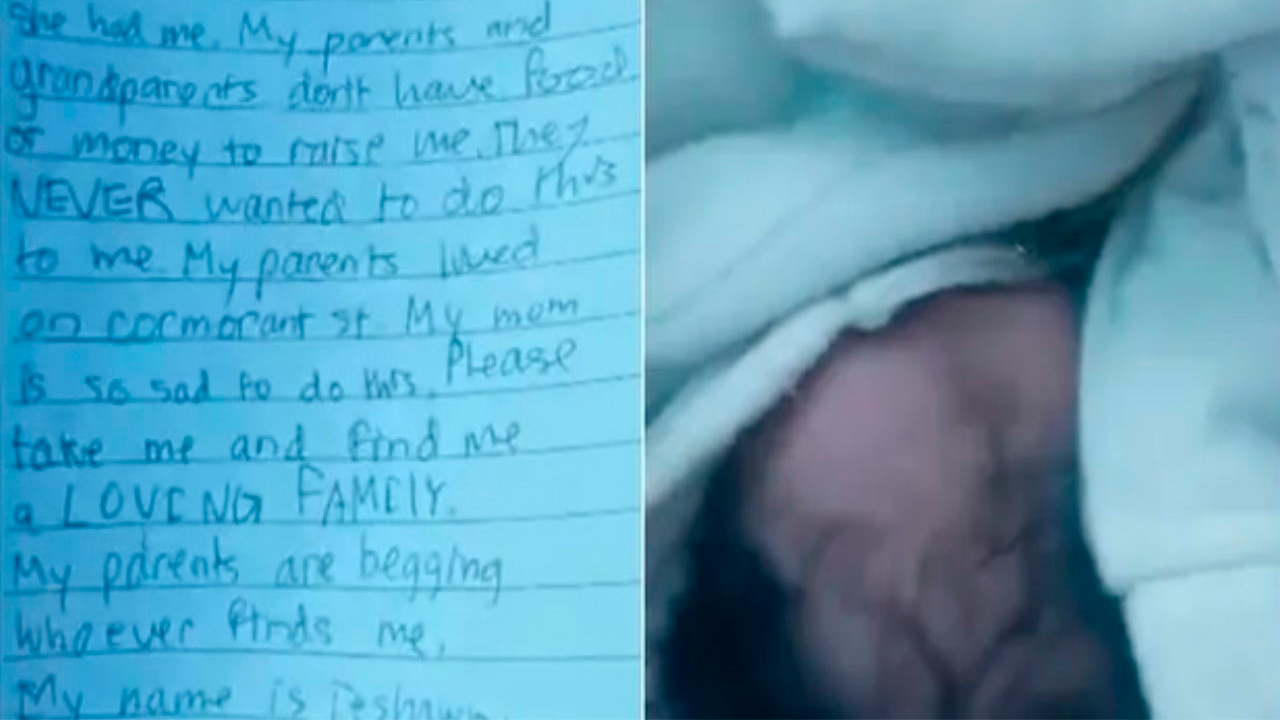 'Mis padres no tienen dinero para criarme': Encuentran bebé recién nacido en la calle; le dejaron una nota