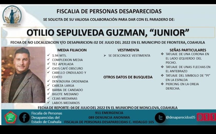 Buscan a Junior Sepúlveda en Monclova