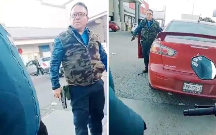 Nace #LordPistola en Saltillo, hombre amenaza con arma a motociclista