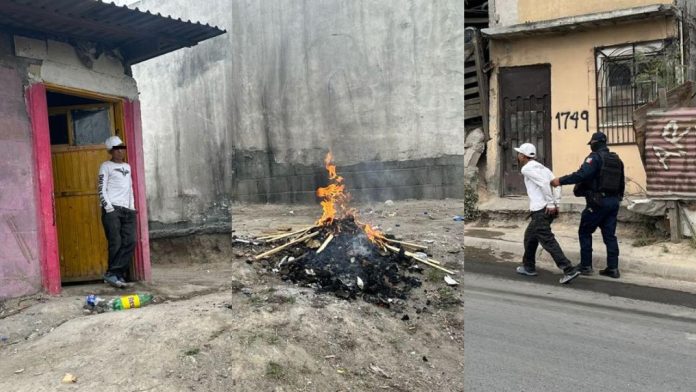Detienen a un sujeto por quemar pañales usados en su patio