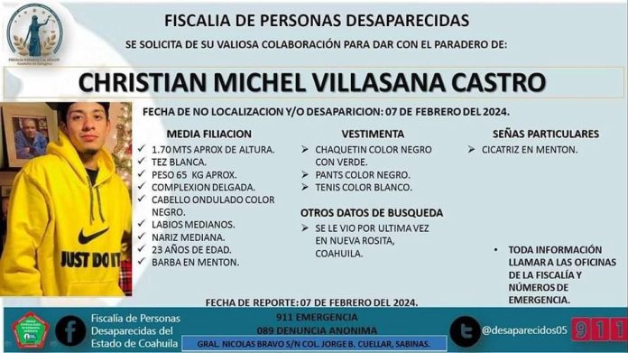Desaparece joven en Sabinas