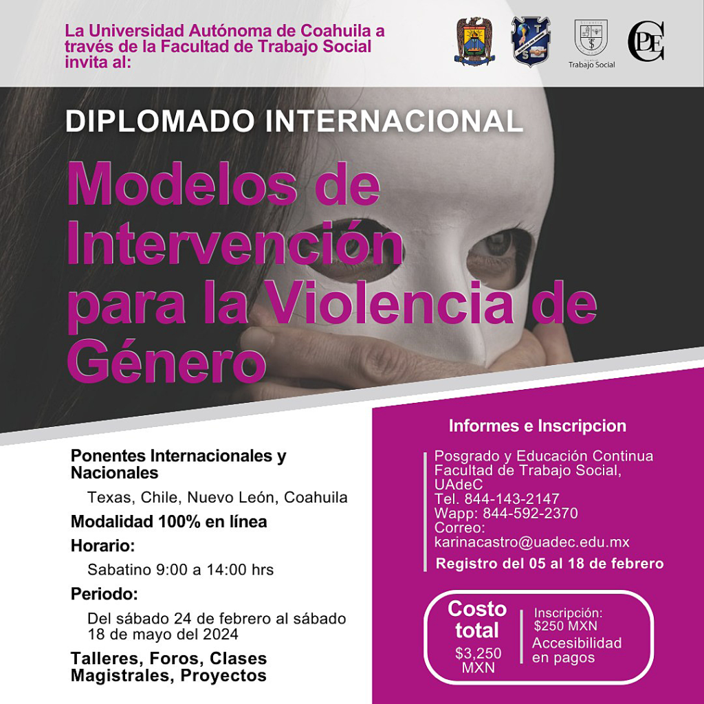 UAdeC, Facultad de Trabajo Social invita a diplomado para tratar Violencia de Género