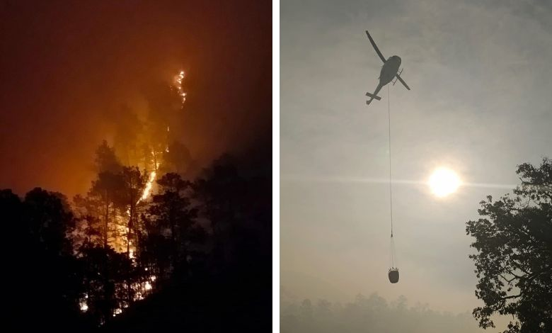 Apoya Coahuila en labores para sofocar incendio forestal en Santiago, Nuevo León