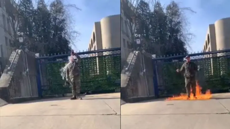Al grito de 'Palestina libre', soldado se prende fuego frente a la embajada de Israel en Washington