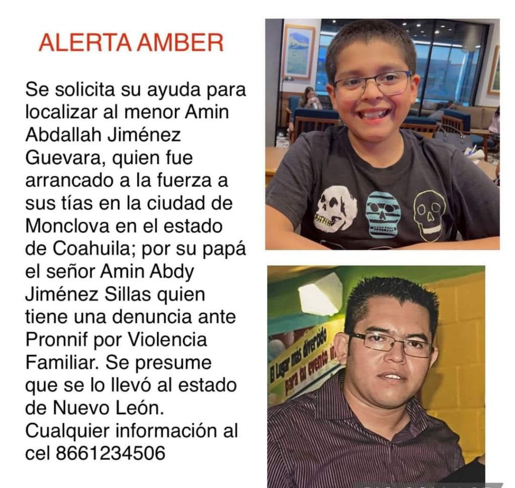 Piden ayuda para encontrar a Amin, de 11 años: Su papá lo habría secuestrado