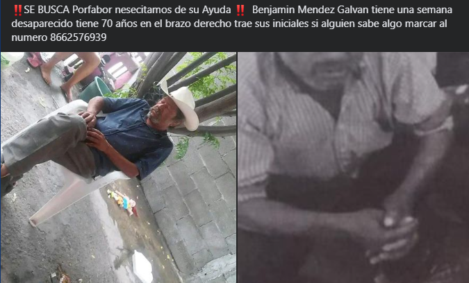 Hombre monclovense desaparece tras visitar a sus nietos en Saltillo
