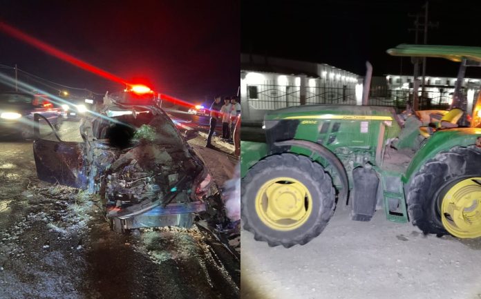 Familia protagoniza aparatoso choque contra tractor dejando dos heridos de gravedad