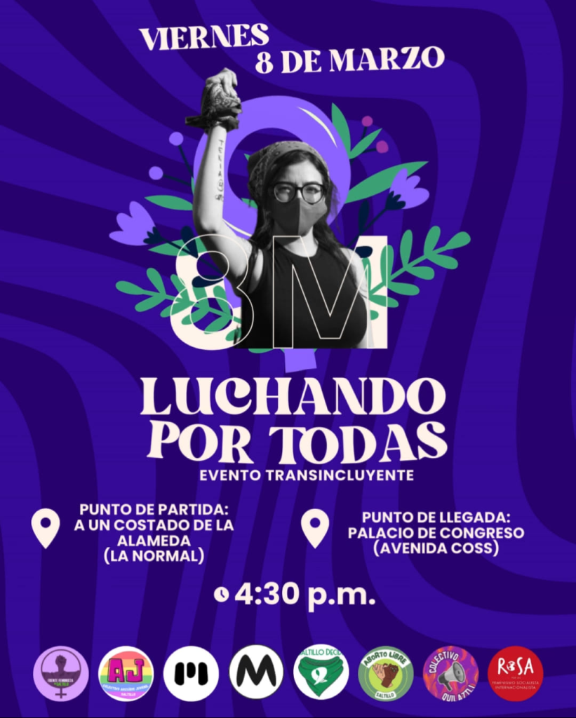 Habrá en Saltillo dos Marchas del 8M, Día Internacional de la Mujer