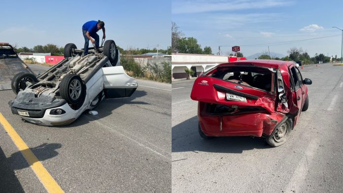Choca y vuelca familia en Carretera 57