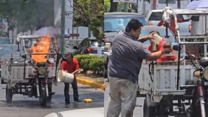 Hombre utiliza Coca-Cola para apagar incendio en motocicleta