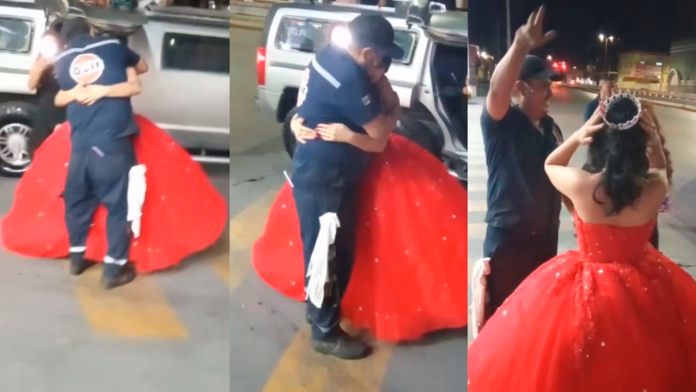 'Mi niña vino a verme': Quinceañera sorprende a su papá durante el trabajo en Coahuila
