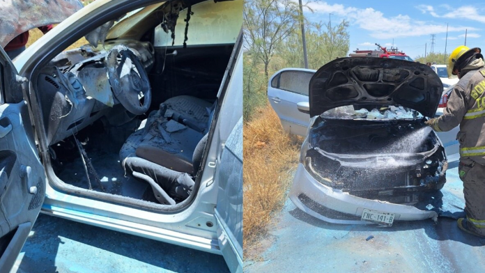 Se incendia un auto en la carretera de Coahuila mientras circulaba