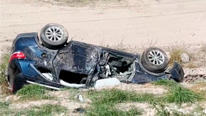 Conductor coreano provoca accidente con doble volcadura en la carretera 57