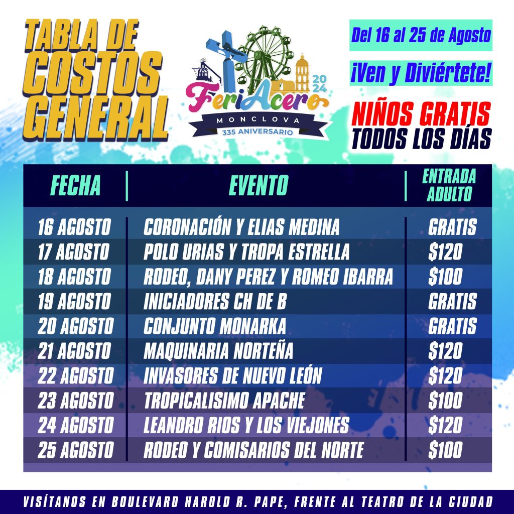 ¡Todo listo!: Estos son los costos para disfrutar de la FeriAcero 2024