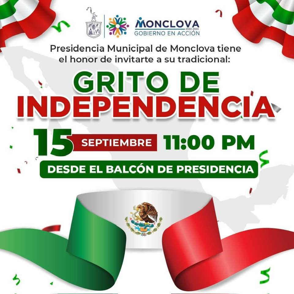 Todo listo para celebrar el 214 aniversario de la Independencia de México en Monclova