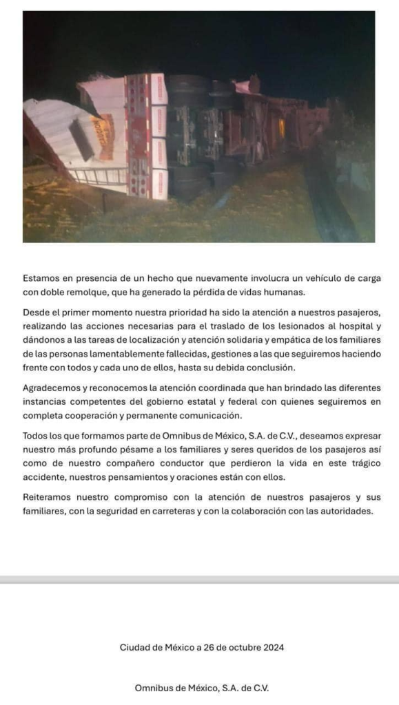 Lista de pasajeros de autobús que cayó al barranco y fallecieron 24 personas en Zacatecas
