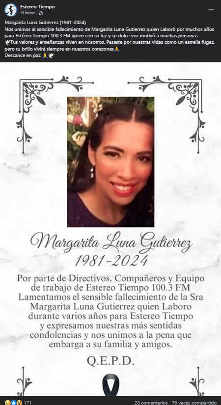 Lamentan en Monclova el fallecimiento de la locutora y maestra Maggy Luna