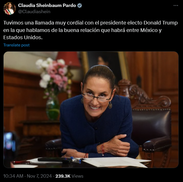 Claudia Sheinbaum sostiene llamada con Donald Trump