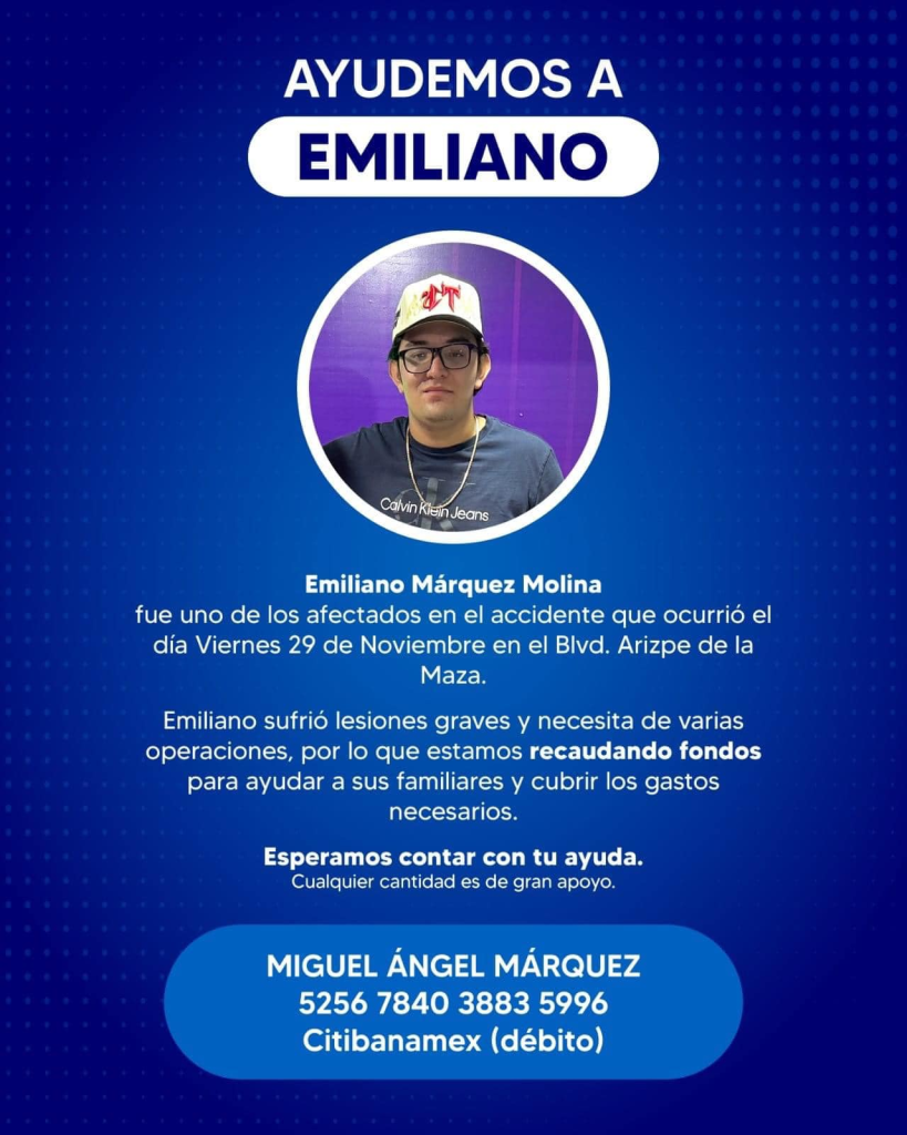 Emiliano sigue grave tras accidente que dejó a sus tres acompañantes sin vida; no sabe que su hermano falleció