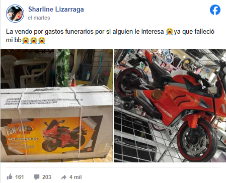 Madre vende los regalos de Navidad que le daría a su bebé; los ofrece para cubrirle los gastos funerarios