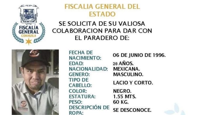 Monclovense se encuentra desaparecido tras viajar por trabajo a Ramos Arizpe