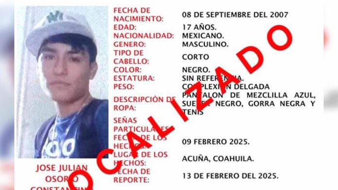 Encuentran en buen estado a menor reportado como desaparecido en Coahuila