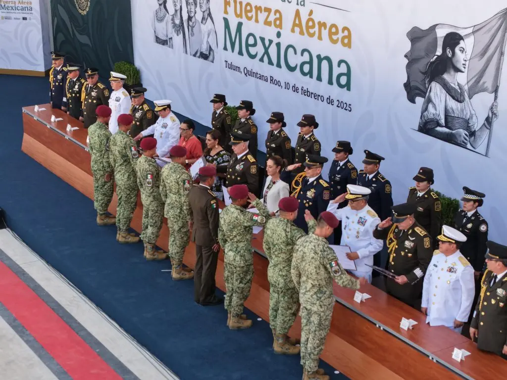 En Quintana Roo, Claudia Sheinbaum conmemora el 110 aniversario de la Fuerza Aérea Mexicana e inaugura la Base Aérea Militar No. 20