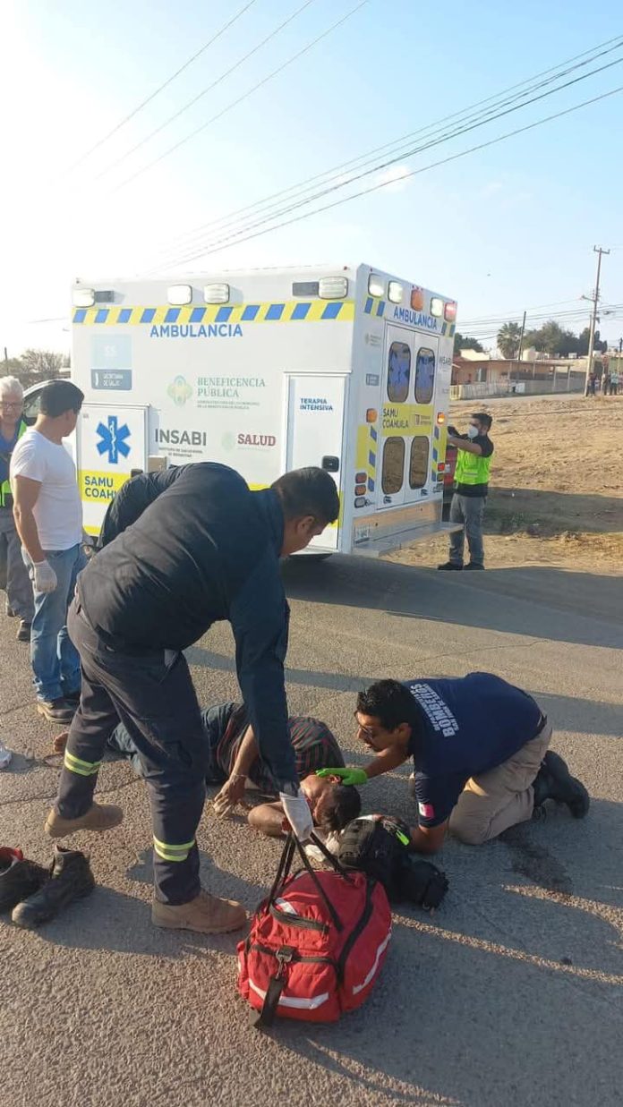 Ciclista lesionado en Nueva Rosita