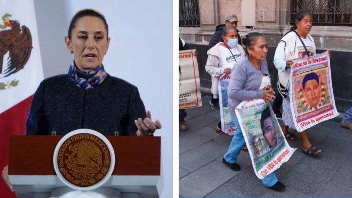 Familiares de los 43 estudiantes de Ayotzinapa se reúnen con Sheinbaum para conocer avances en la investigación
