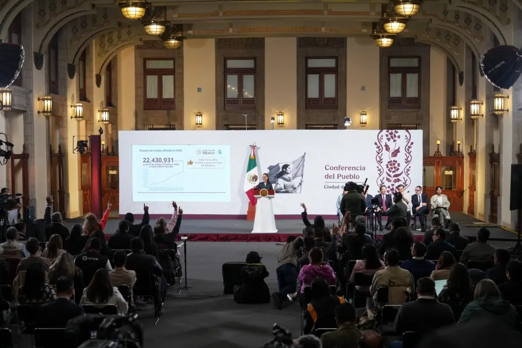 Claudia Sheinbaum celebra cifra histórica de 22 millones de 430 mil 931 mil empleos afiliados al IMSS al 28 de febrero