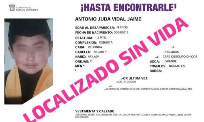 Hallan sin vida a Antonio, niño de 9 años que estaba reportado como desaparecido