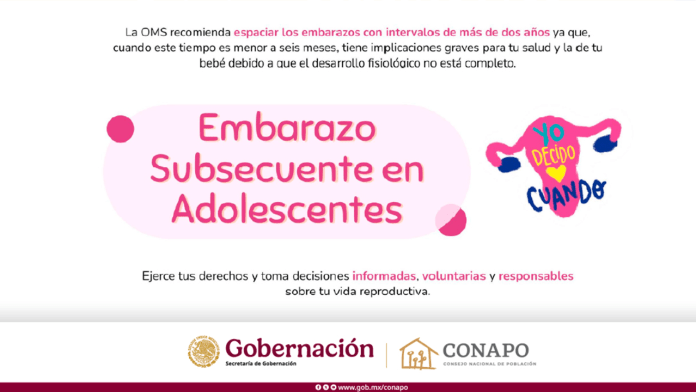 Conoce la importancia de espaciar los embarazos en adolescentes: CONAPO