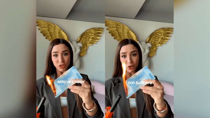 Tammy Parra causa debate tras quemar un billete de 500 pesos en un video sobre finanzas