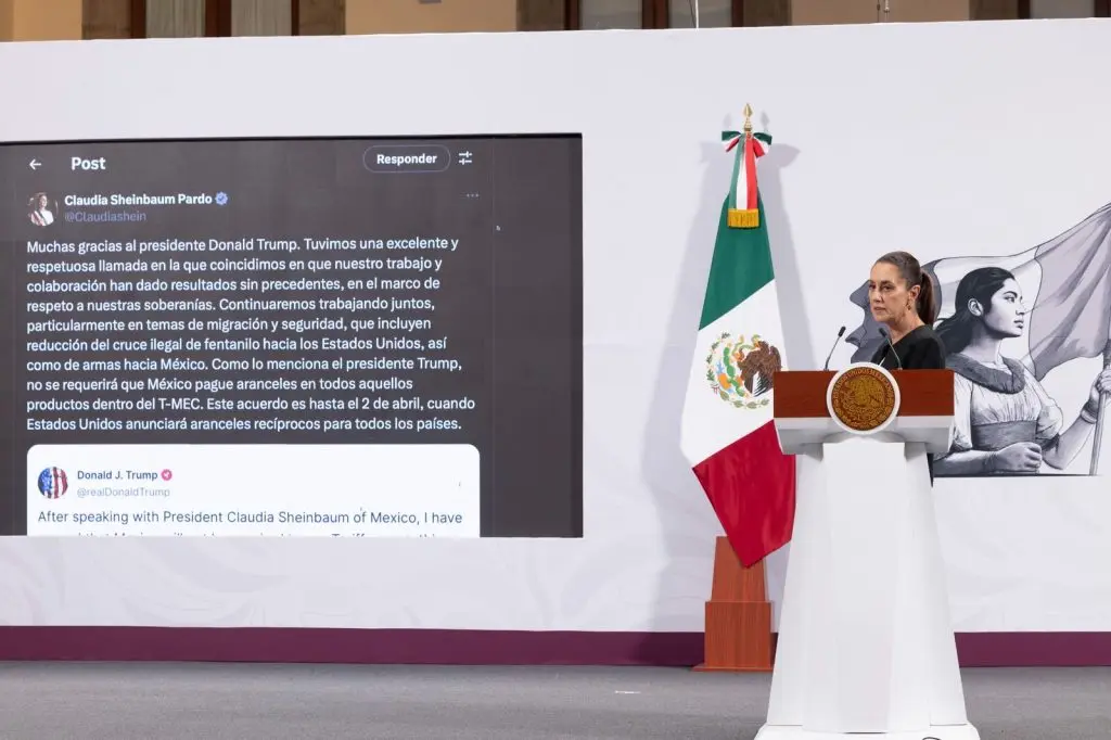 Claudia Sheinbaum anuncia que México no pagará aranceles en productos dentro del T-MEC