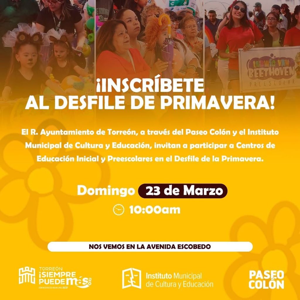 Invitan a instituciones de educación inicial y preescolar al Desfile de la Primavera en Paseo Colón