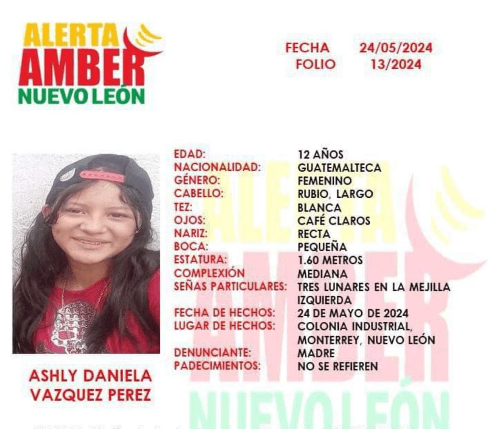Encuentran en Monterrey a menor guatemalteca buscada desde 2024