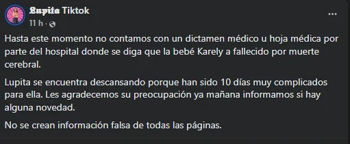 Fiscalía investiga caso de la bebé de Lupita TikTok; la bebé sigue internada en el hospital, esto se sabe
