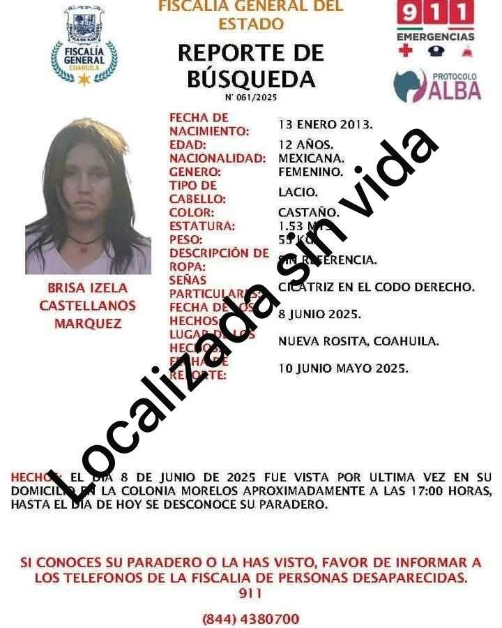 Localizan sin vida a Brisa; La niña boxeadora que estaba desparecida