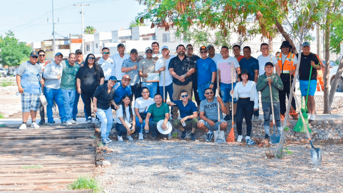 Agentes de Vialidad y Movilidad Urbana reforestan plaza en la colonia Quintas del Nazas