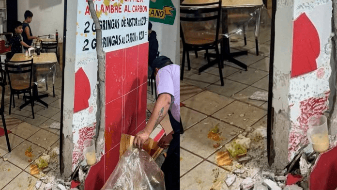 Cliente resulta herido tras ser embestido por camioneta en un puesto de taquitos