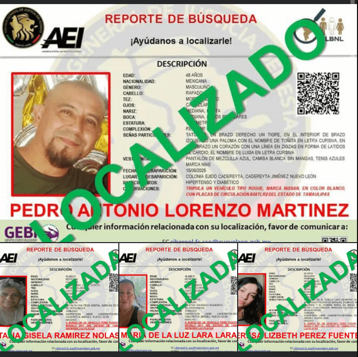 Localizan con vida a enfermero y tres mujeres desaparecidos en carretera Monterrey-Reynosa
