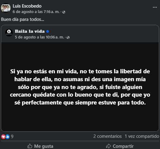 Publicación de Luis en Facebook