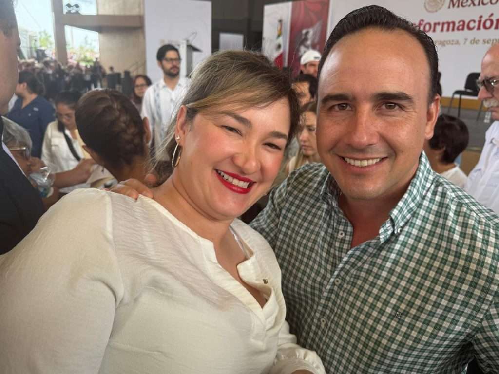 Nathalie González Michelena y el gobernador de Coahuila, Manolo Jiménez