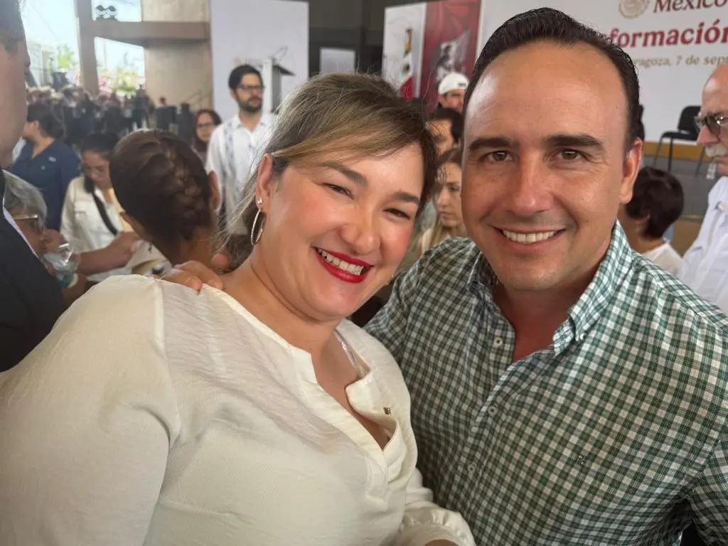 Nathalie González Michelena y el gobernador de Coahuila, Manolo Jiménez