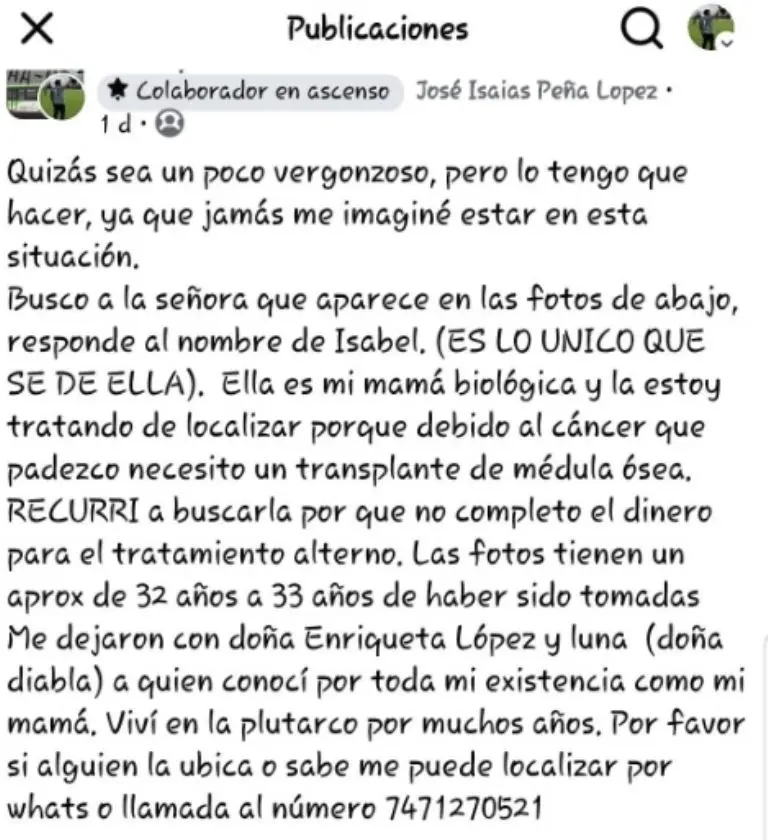 Publicación de Facebook