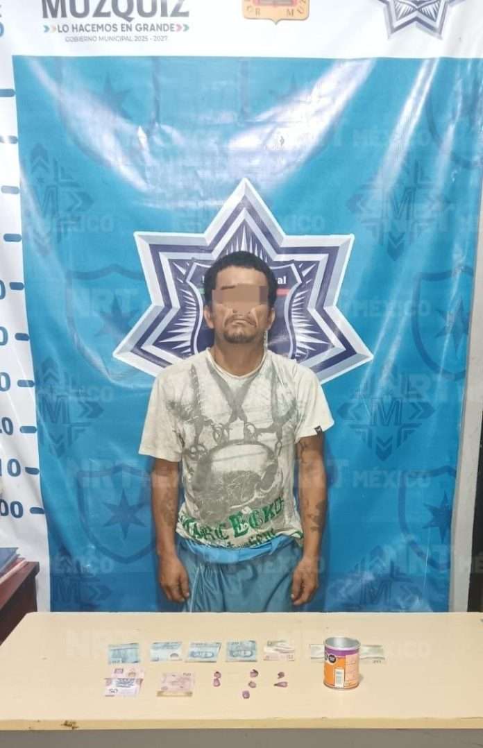 Detienen en Múzquiz a José Carlos “N”, alias Chana, por posesión de narcóticos con fines de venta.