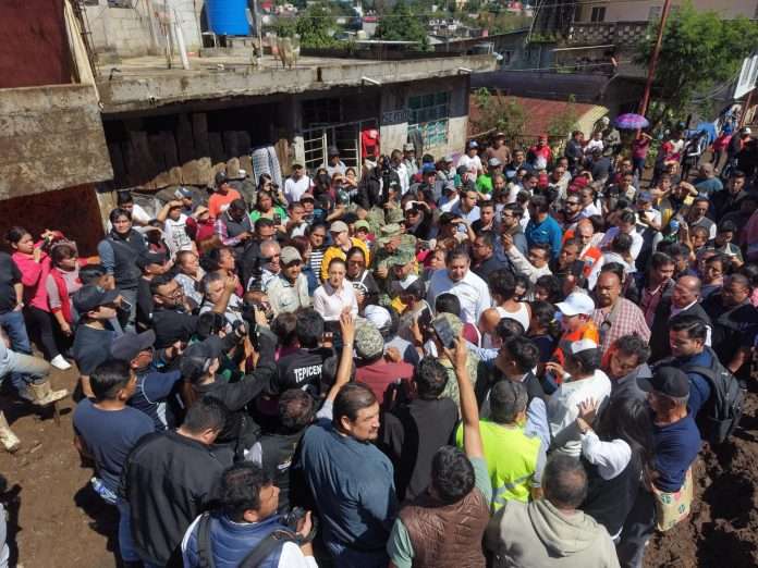Claudia Sheinbaum visita a damnificados por las lluvias en Puebla, Veracruz e Hidalgo