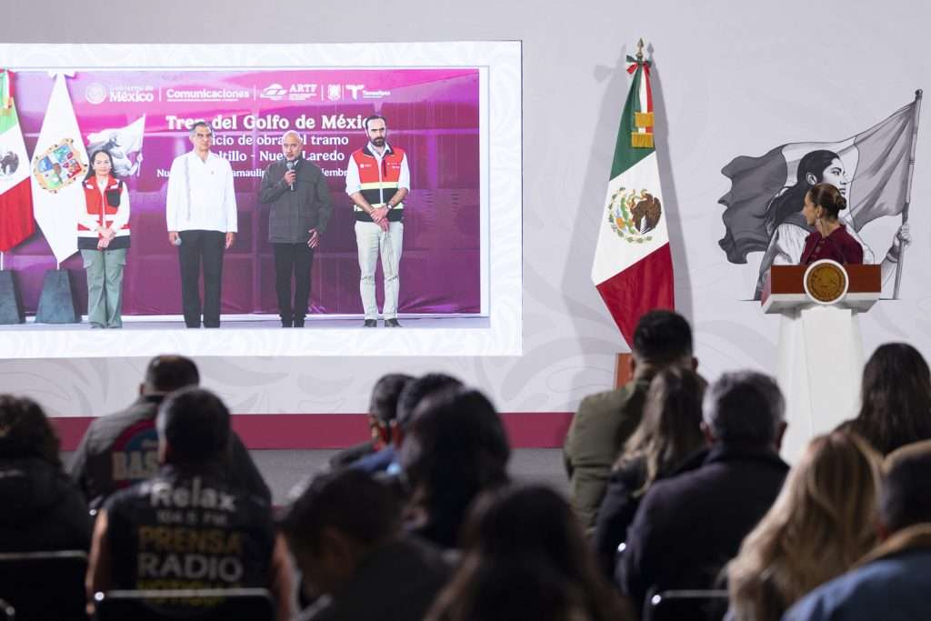 Claudia Sheinbaum encabeza banderazo de inicio de obra del tramo Arroyo El Sauz-Nuevo Laredo del Tren del Golfo de México