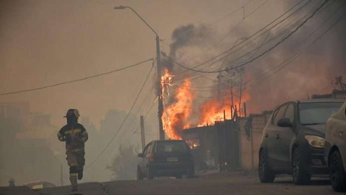 Incendios en el sur de Chile